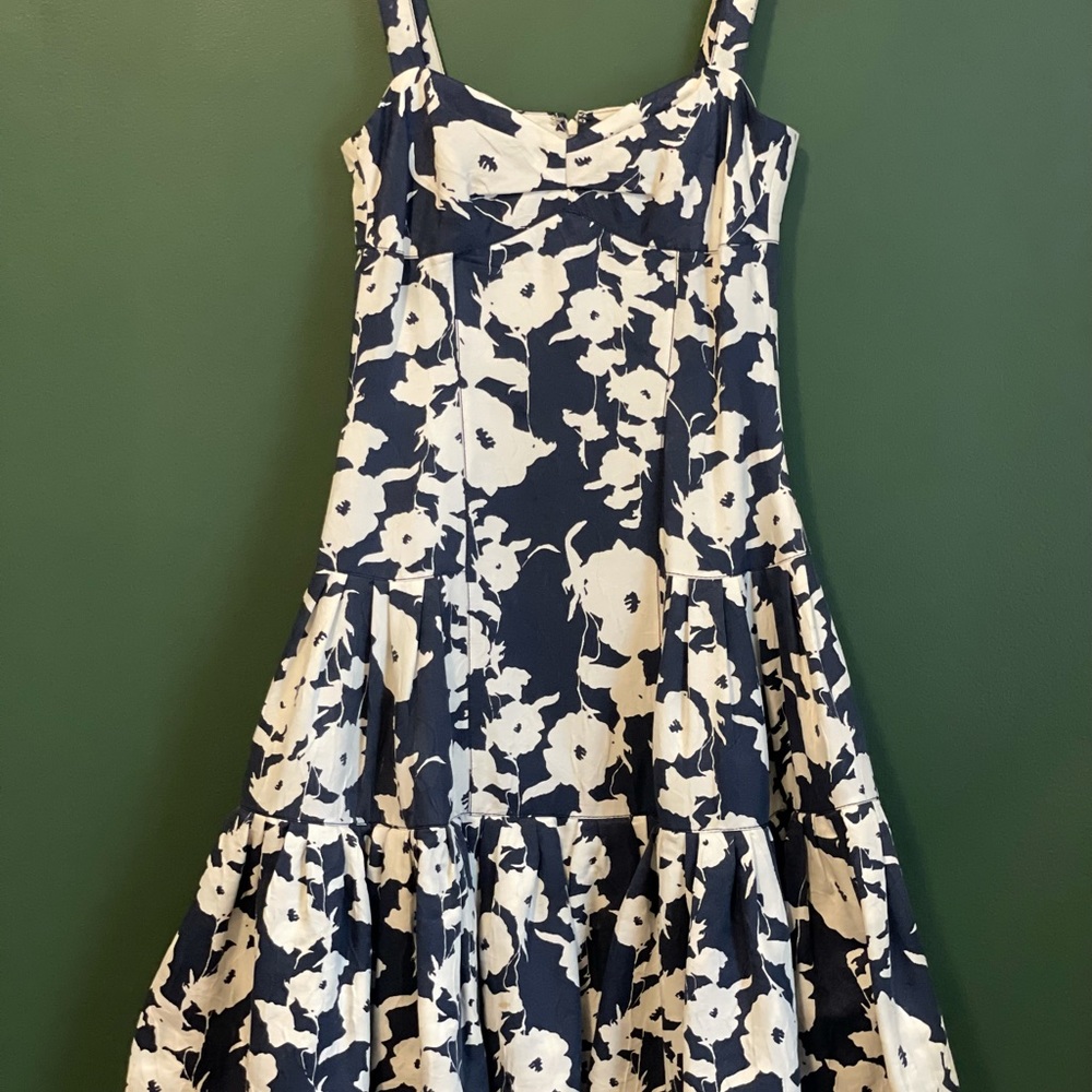 Oscar De La Renta navy and white floral dress
